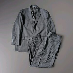 Joseph & Feiss Black Suit 2pc, Men's 44 Blazer, 39/30 Pants, Pinstripe Wool